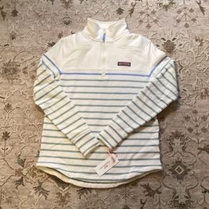 NWT Vineyard Vines Cream and Blue, Green Striped Quarter-Zip